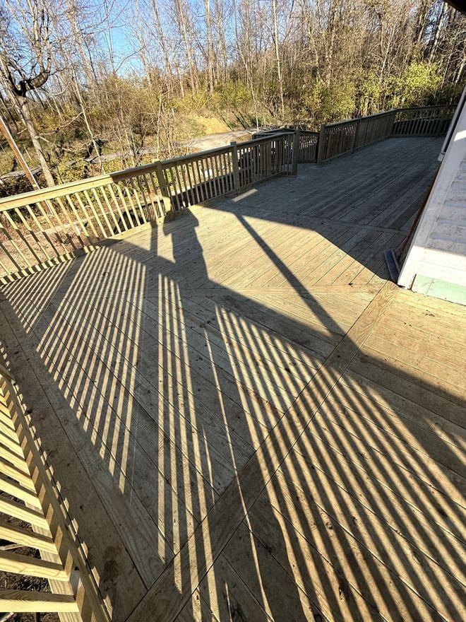 Treated wood deck