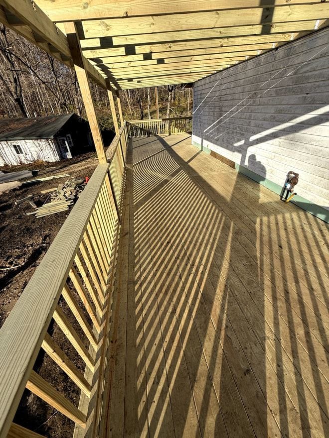 Treated wood deck