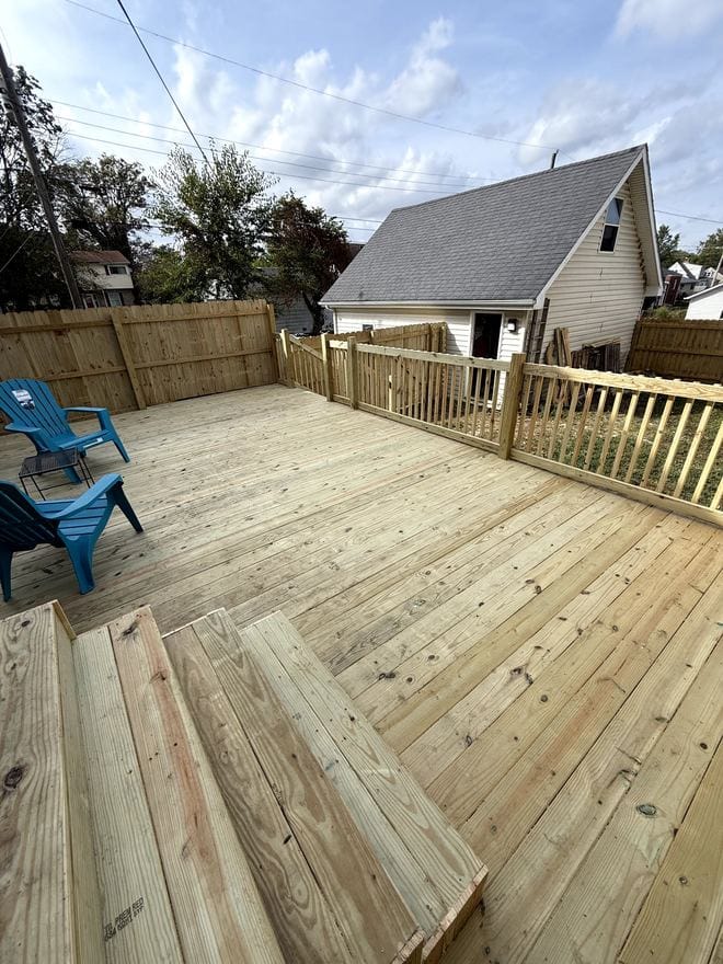 Treated wood deck